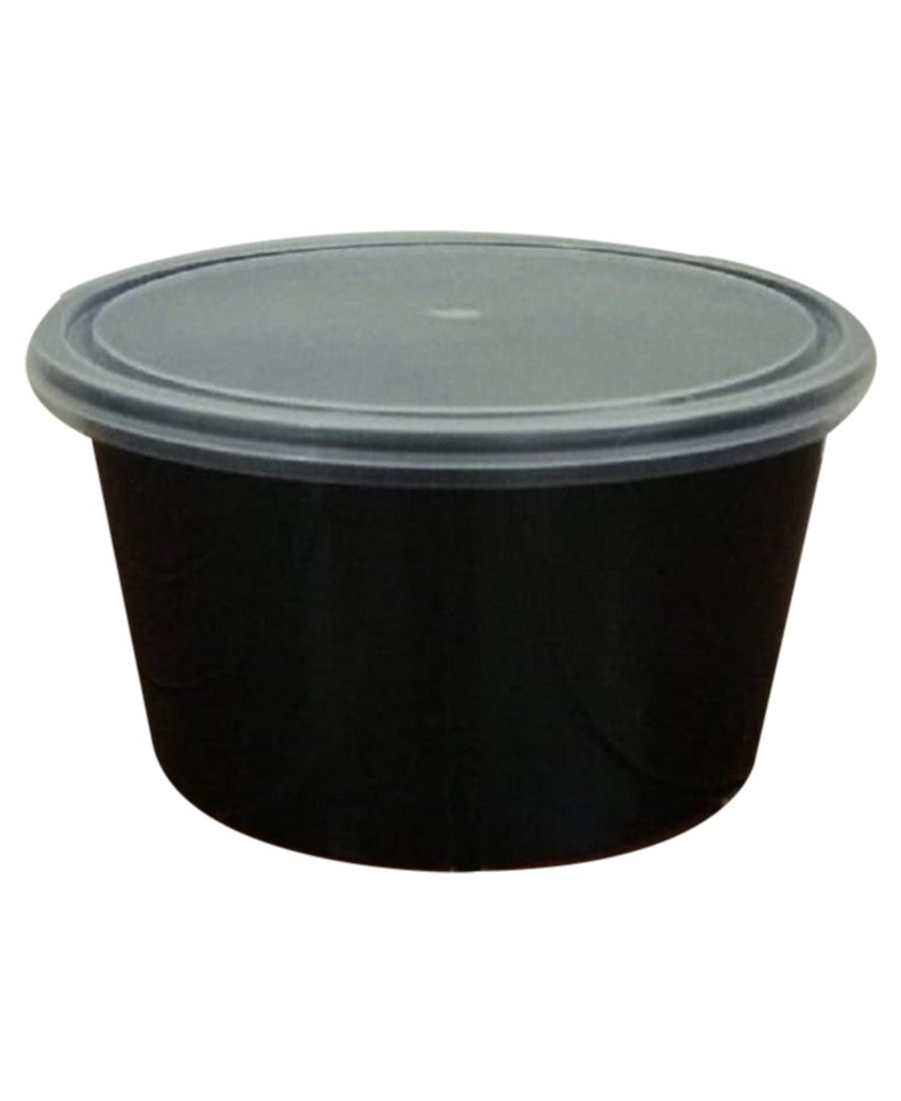 Black Plain 500ml Disposable Plastic Food Container