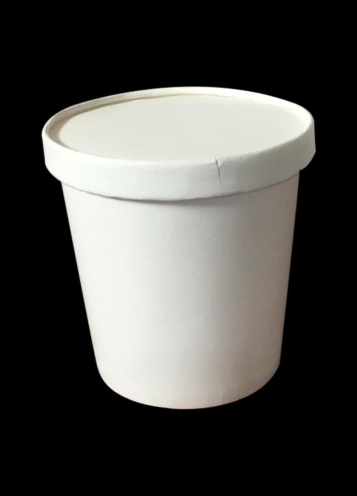 White 1000ml Disposable Paper Food Containers, Round
