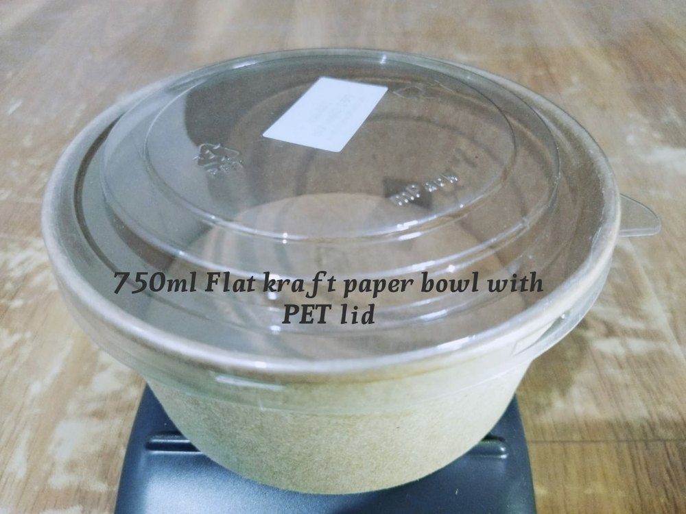 Biourpack Brown Disposable Biodegradable Paper Container with lid, For Event and Party Supplies, Size: 750ml