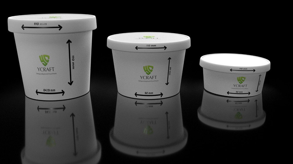 Paper White Biodegradable Food Containers, Size: 350 ml, 500 ml & 750 ml