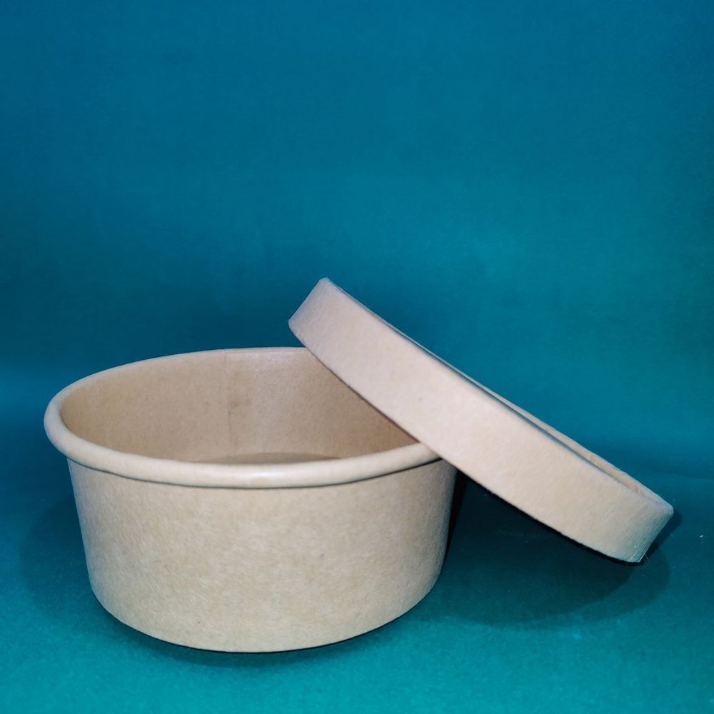 Oval Brown 500 ML Kraft Paper Food Containers With Paper Lid, For Packaging, Size: 116 mm