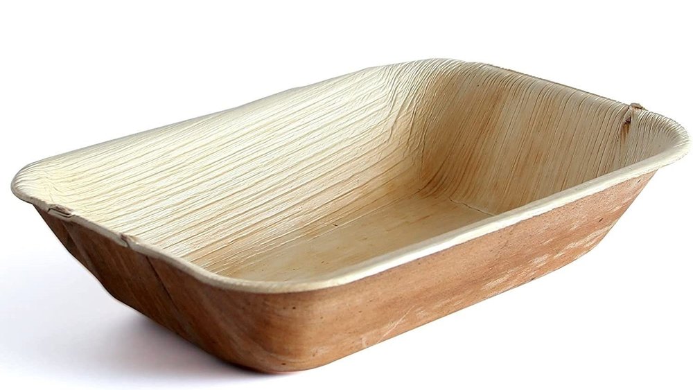 Disposable Rectangle Shaped Deep Bowl Areca Palm Leaf Bowl Eco-Friendly and for Party and Function