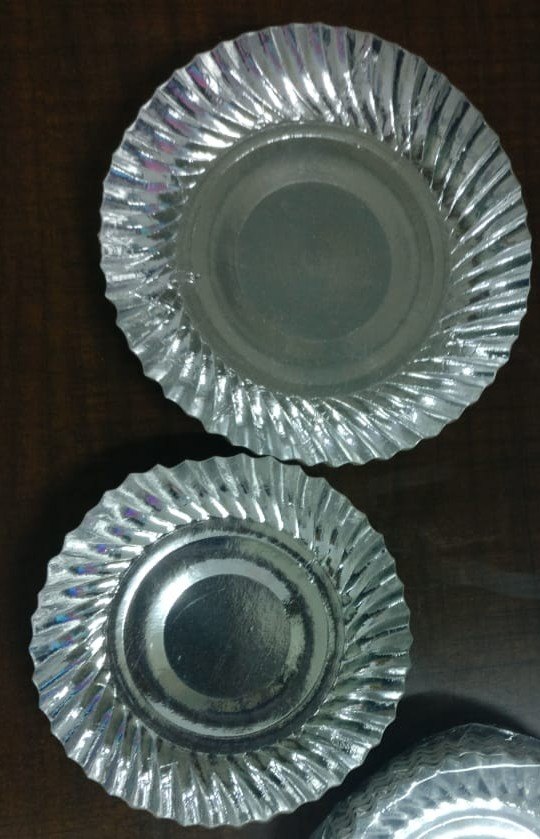 Plain Disposable Silver Foil Paper Plate, For Event and Party Supplies, Paper GSM: 100 Gsm