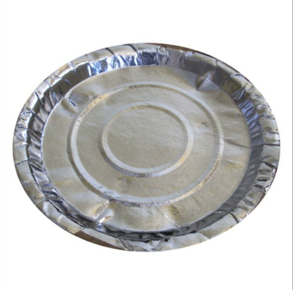 Circular Disposable Plain Silver Foil Paper Plate 14 Inch, For Event and Party Supplies, Paper GSM: 230 Gsm