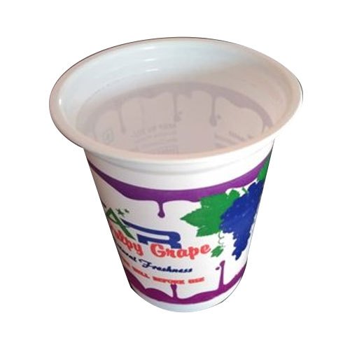 White 250 ml Milky Printed PP Juice Cup