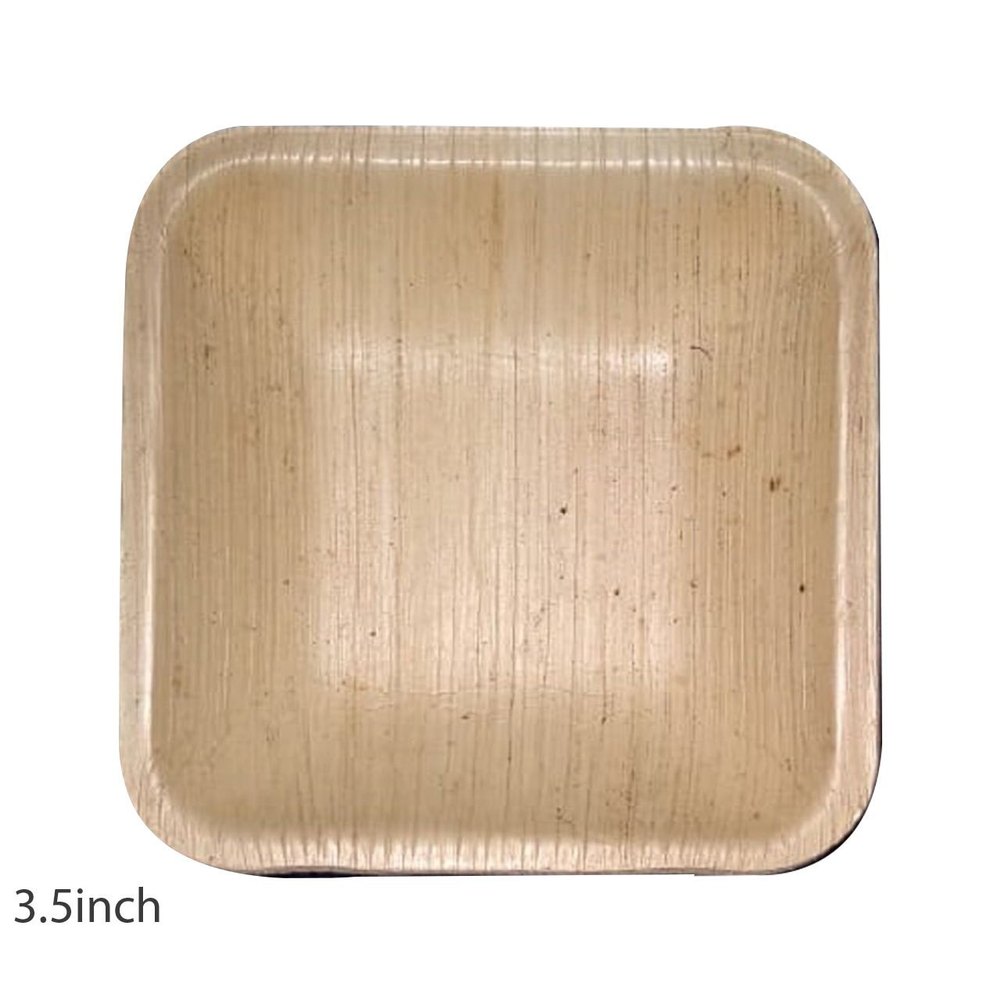 Brown Square 3.5 Inch Areca Leaf Bowl, For Event And Party Supplies