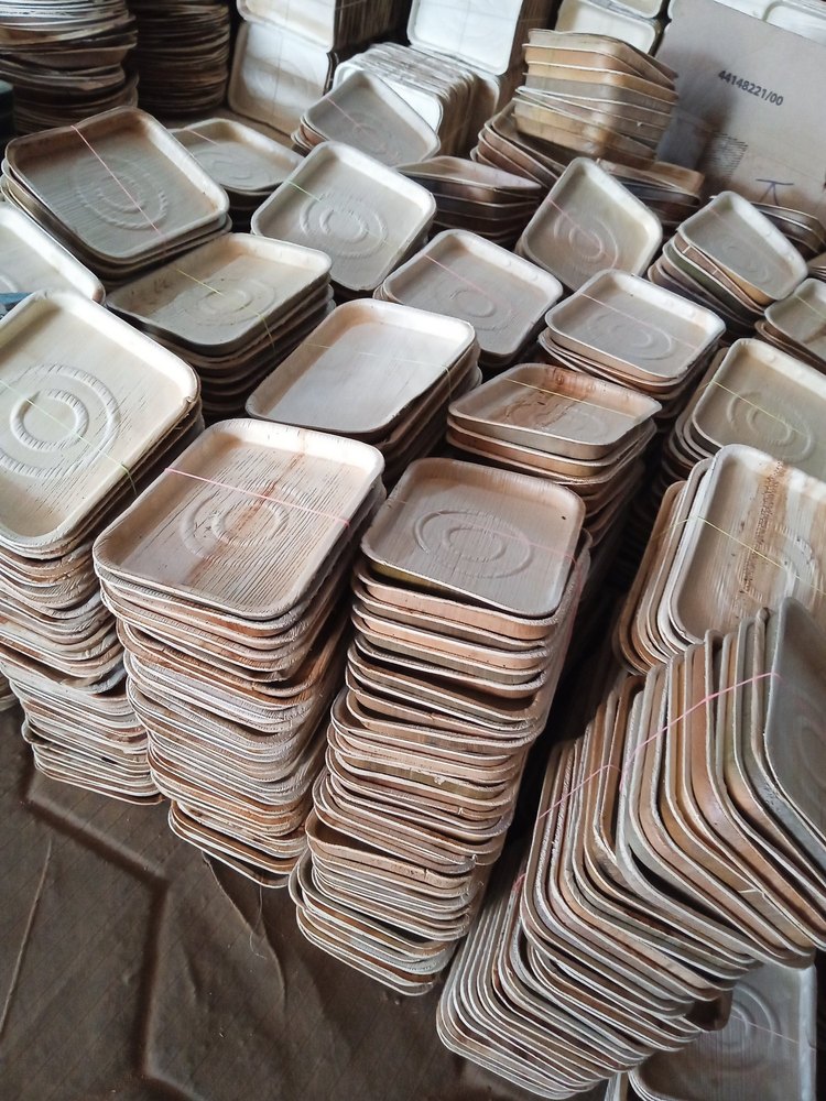 Brown Rectangular 250ml Areca Leaf Food Container, For Event and Party Supplies