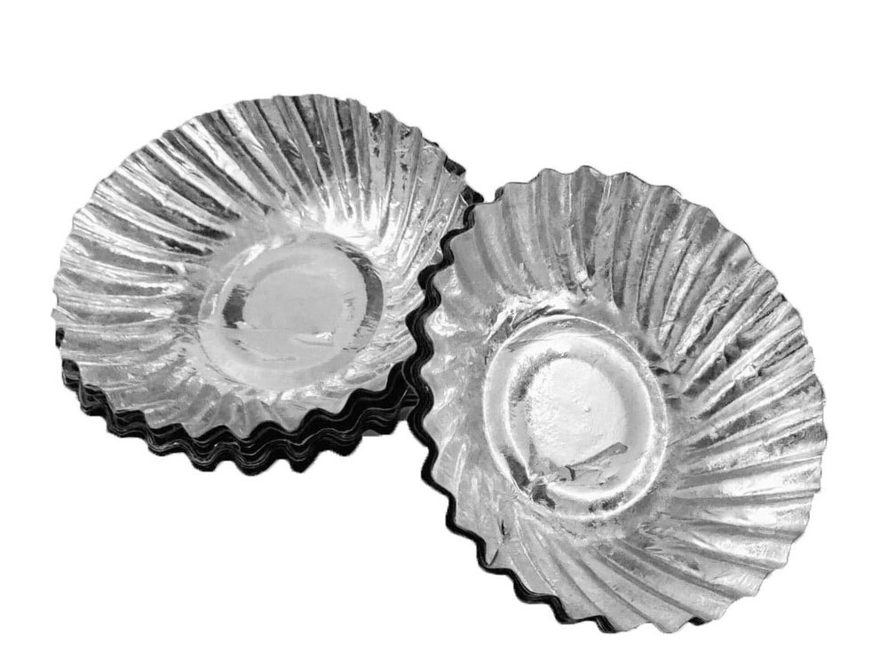 Round Disposable Silver Paper Bowl, For Event and Party Supplies, Size: 5inch