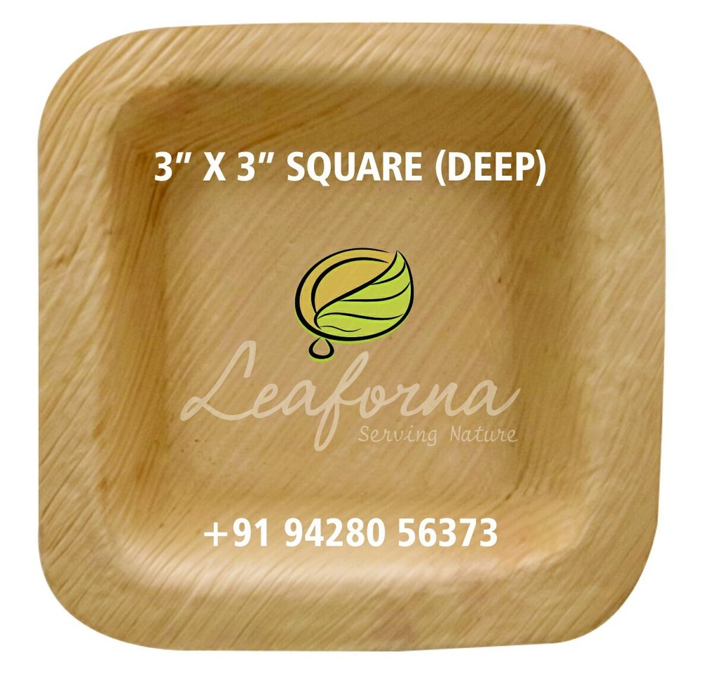 Areca Leaf Leaforna 3 X 3 Square Deep Bowl, For Event And Party Supplies