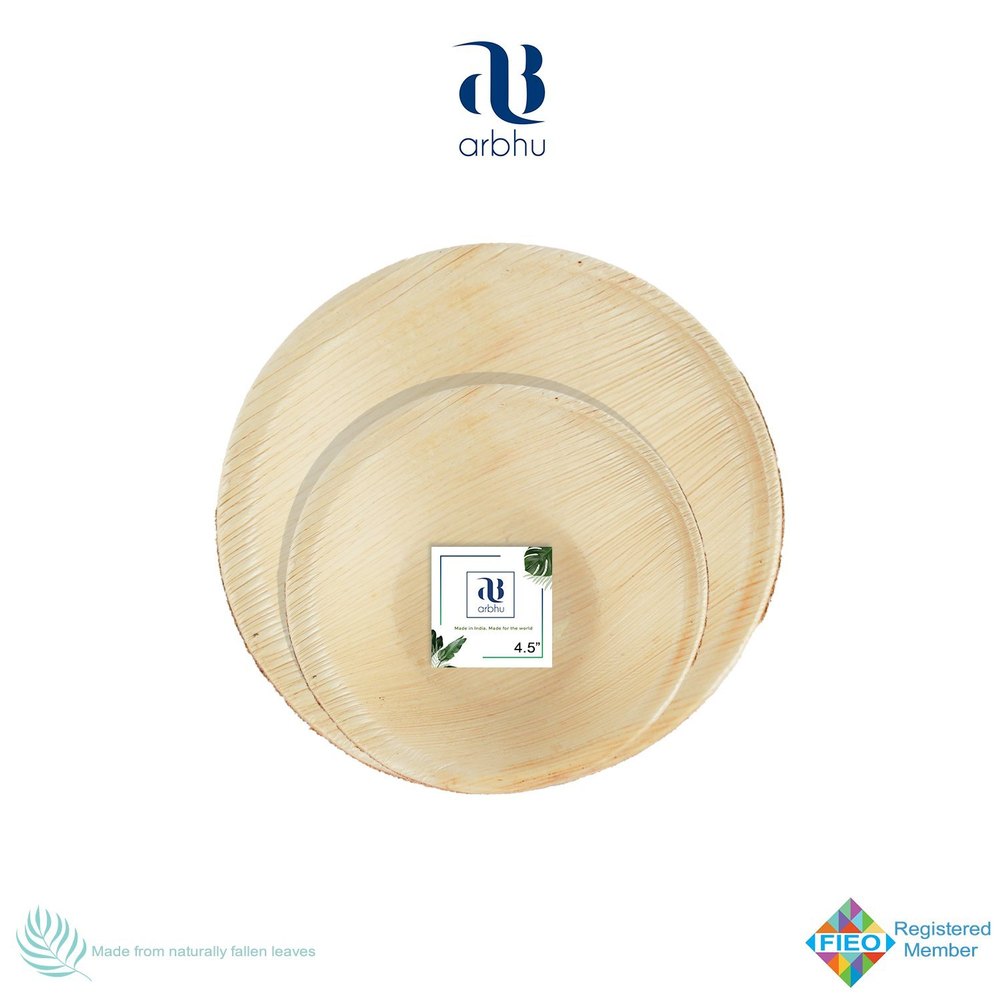 Plain Disposable Natural Areca 4.5 and 2.5 Round Bowl