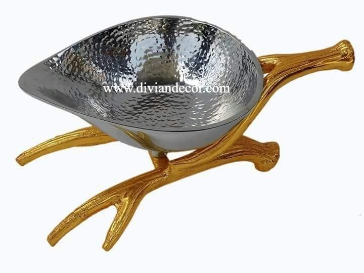 Divian Metal Leaf Bowl, For Home & Hotel