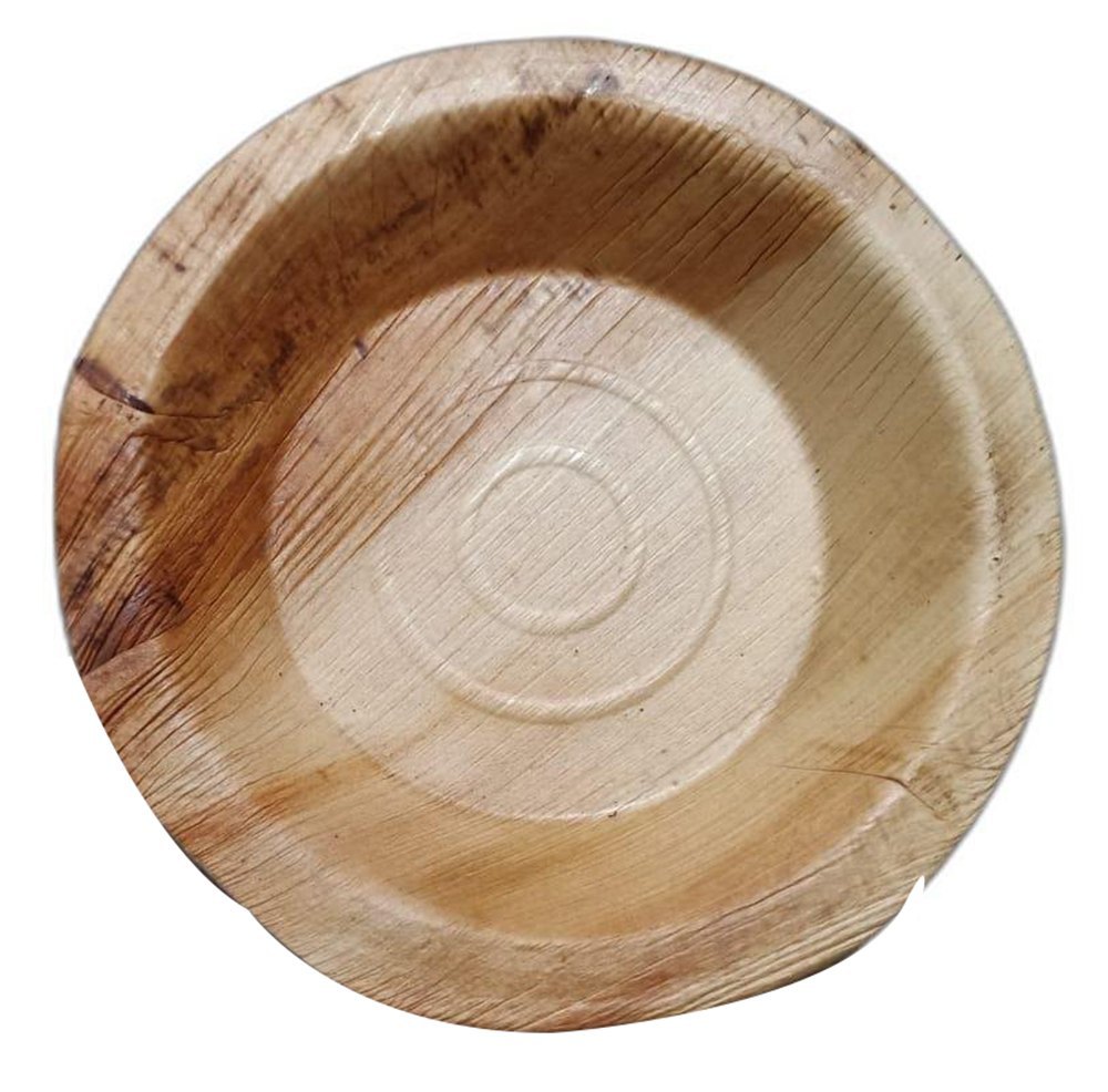 Brown 4 Inch Areca Leaf Round Bowl