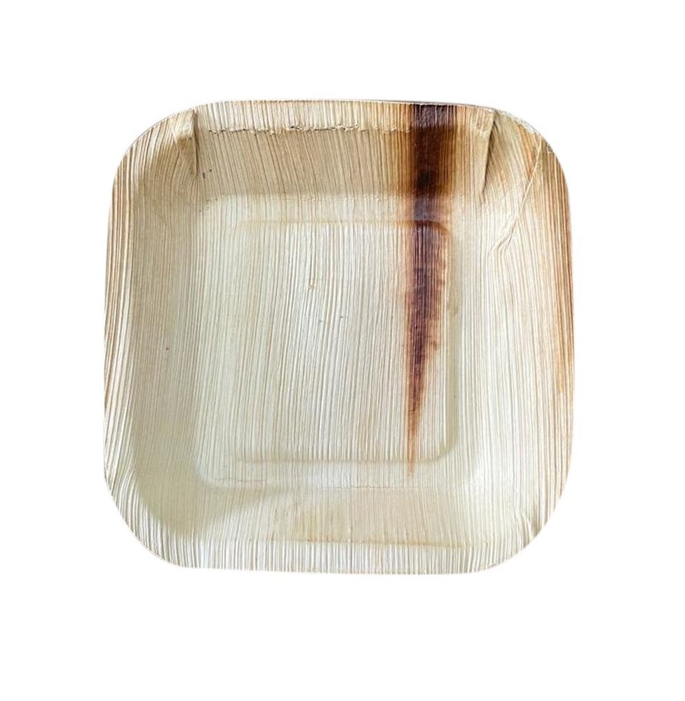 Brown 6inch Areca Leaf Square Bowl, For Events and Parties