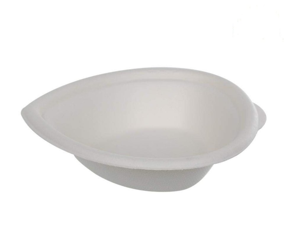 Sugarcane Fiber White 180 Ml Leaf Shape Bowl for Event and Party Supplies, Size: 6 Oz