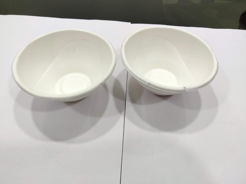 White sugarcane bagasse 240ml Round Bowl, Set Contains: 50pcs.x48 Pkt.= 2400 Per Box, Size: 113x43mm