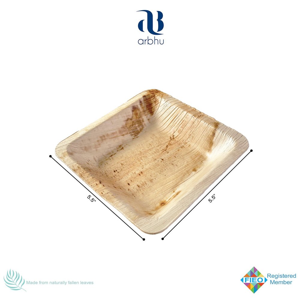 Natural Biodegradable Areca Leaf 5.5 inch Square Bowl