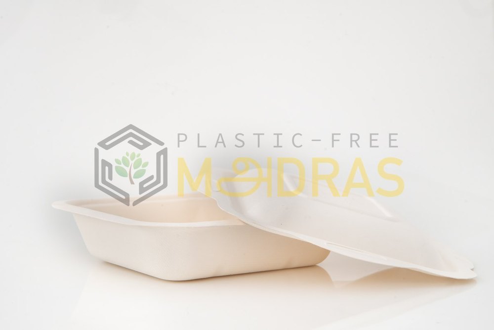 White Disposable Baggase Box, For Event And Party Supplies, Capacity: 600ml