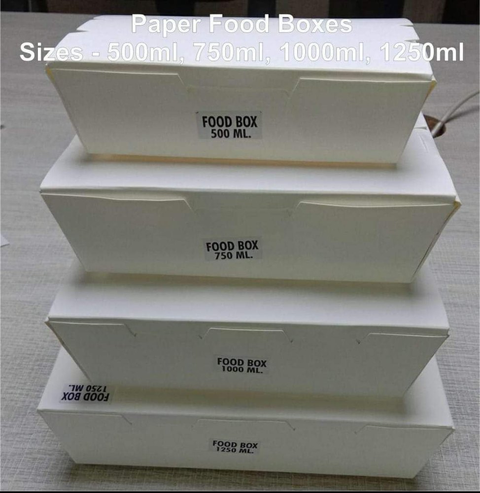 500 ML Rectangle White Paper Box