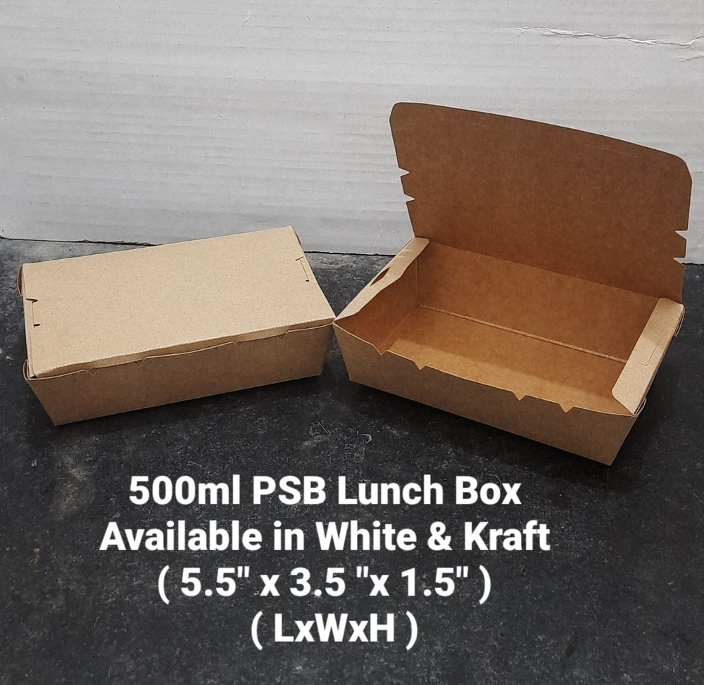 Eco Care White & Kraft 500ml Paper Food Box- PSB Lunch Box