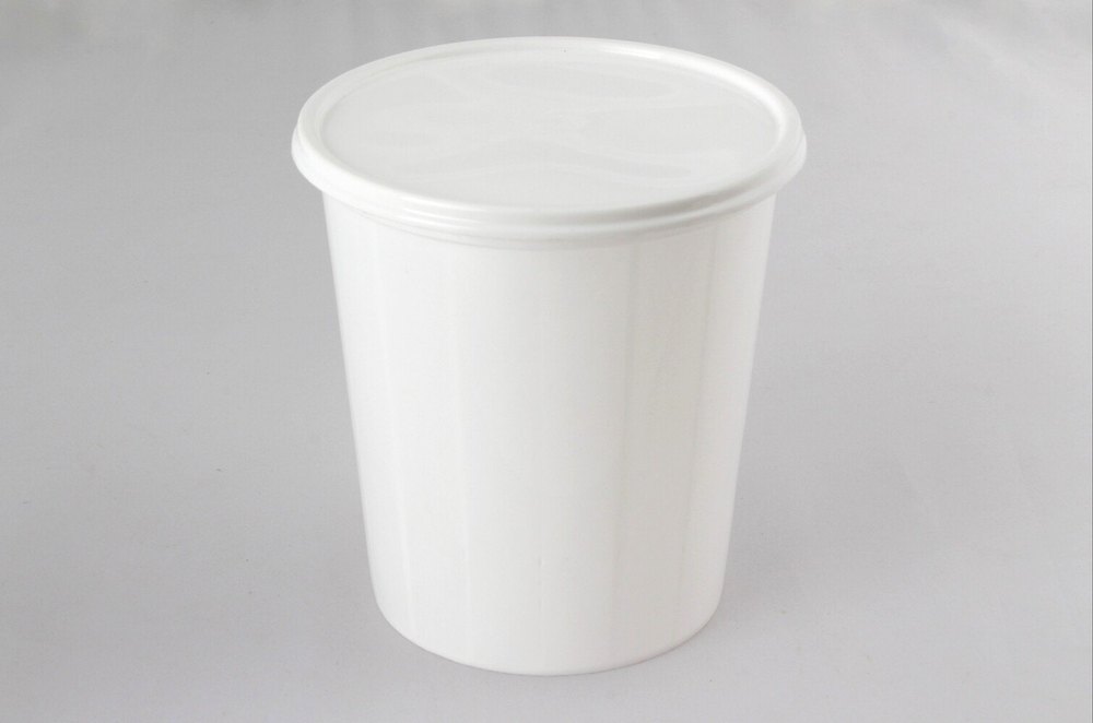 White Plastic 1000ml Disposable Round Food Packaging Box