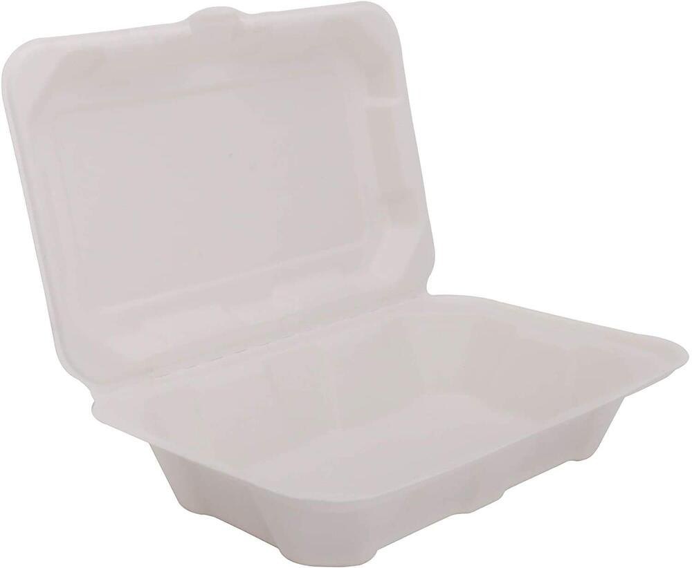 Rectangle White 1000ml Bagasse Food Box, For Event and Party Supplies, Box Capacity: 100ml