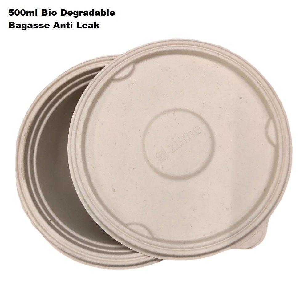 Brown Round 500ml Bio Degradable Bagasse Anti Leak, For Takeaway Food