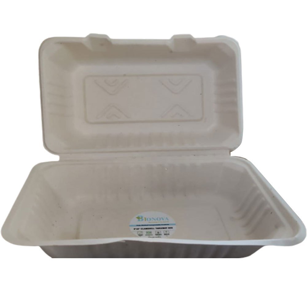 White Bagasse Eco Friendly Disposable Box, For Food Packing, Size: 8inch
