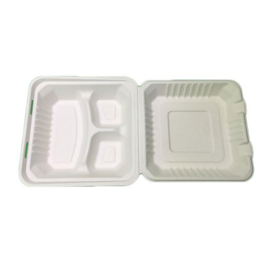 White Disposable Paper Lunch Box With Lid, Features: Eco Friendly