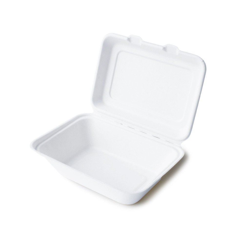 GoEco White 600 ml Biodegradable Clamshell Box, For Food