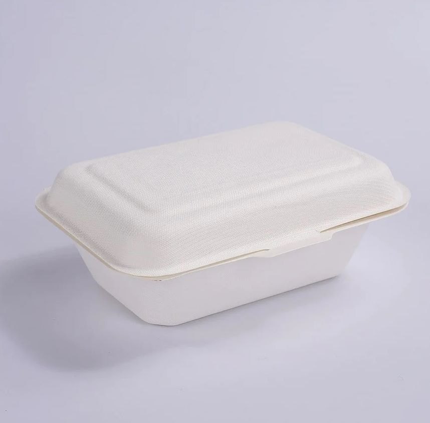 White Bagasse 9x12 Inch Disposable Clamshell Box, Size: 9X6 Inches