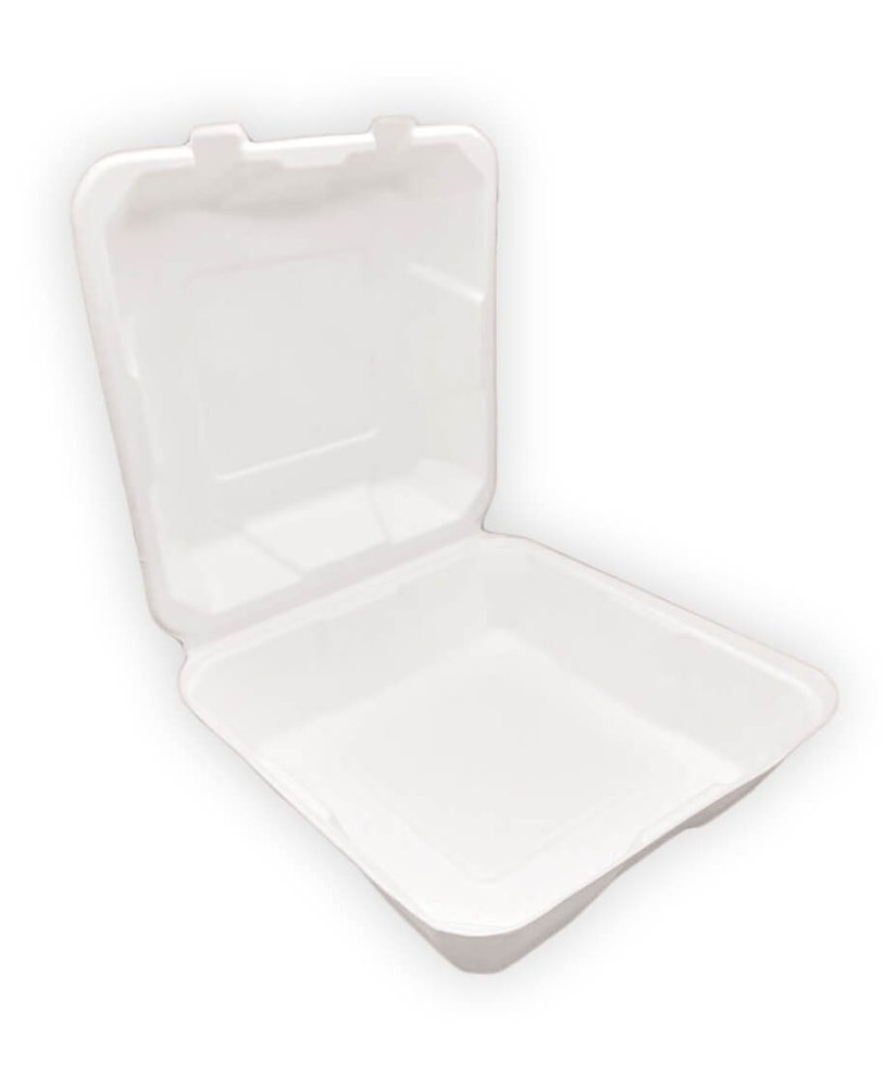 Sugarcane Bagasse Biodegradable Clamshell Burger Box, For Restaurant, Size: 6x6inch (LxW)