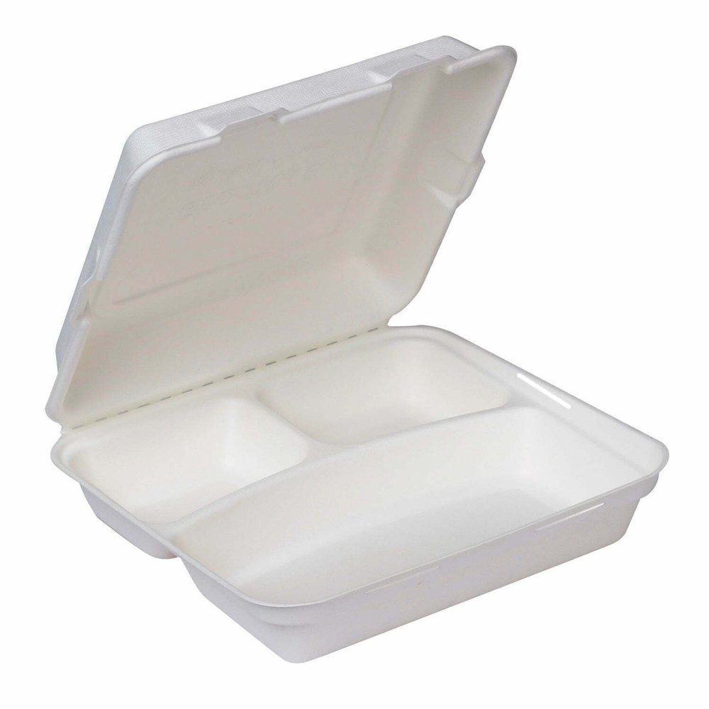 White Clamshell Food Packaging Container, Size: 9X6 Inches