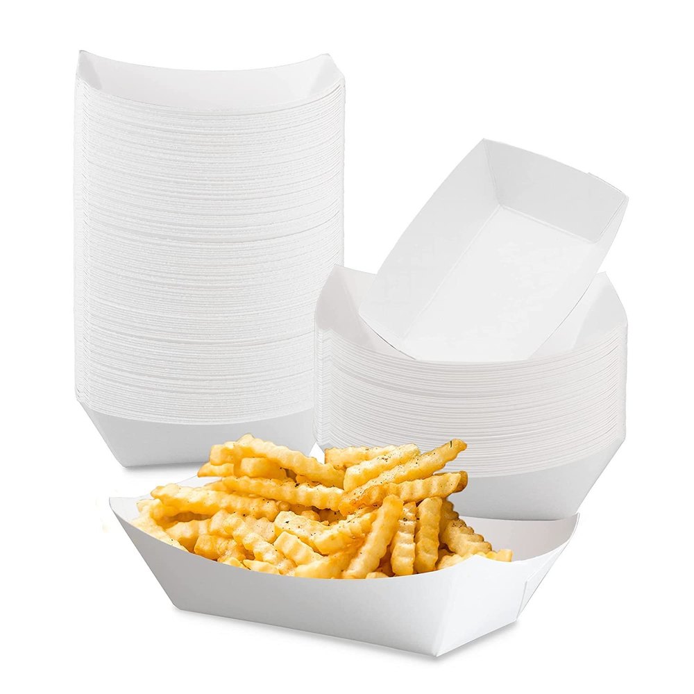 1000ml White Paper Food Tray ( Boat Tray ), For Event and Party Supplies
