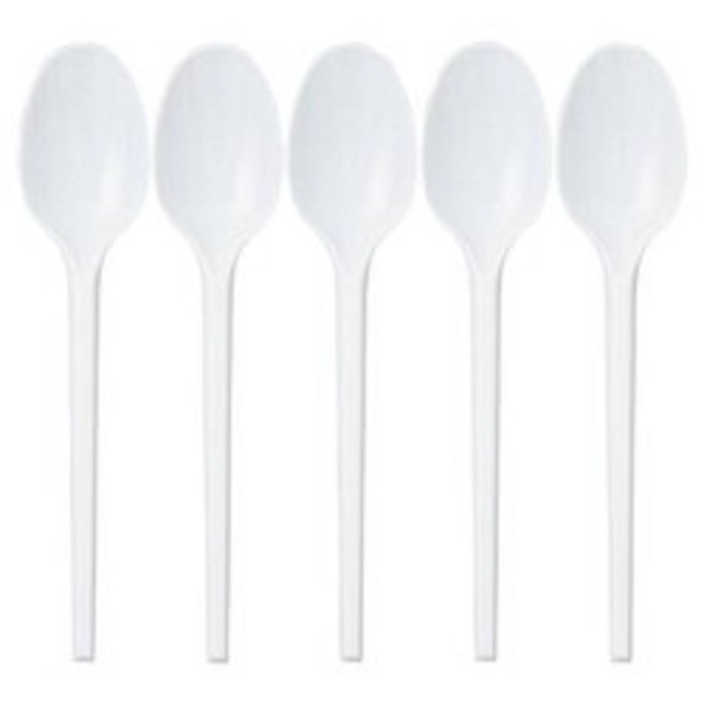 50 Pieces White Plastic Disposable Spoon