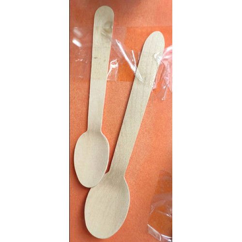 100 Pieces Beige Disposable Wooden Spoon, Packaging Type: Packet, Size: 4 To 5 Inch (length)