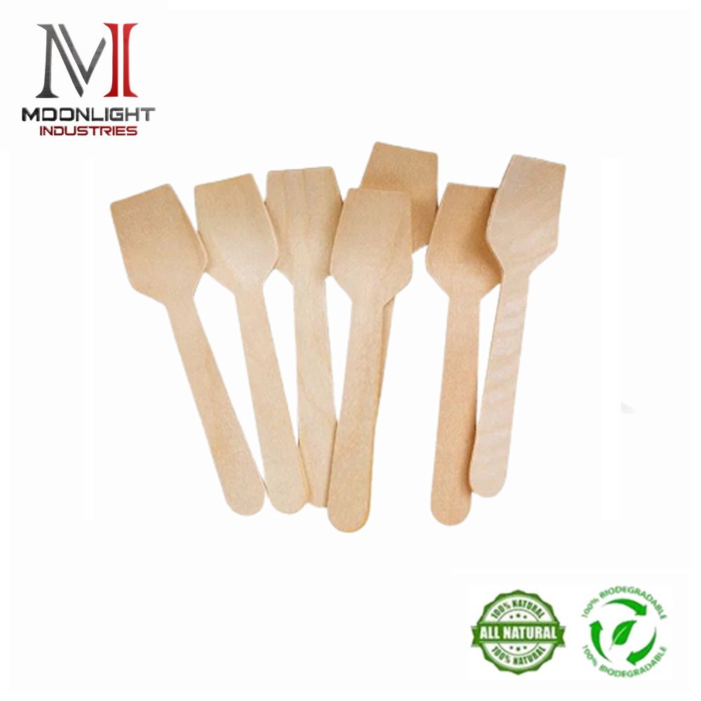 Brown Wooden Ice Cream Spoon, For Event and Party Supplies, Size: 75 mm
