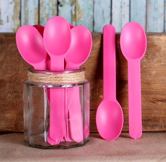 Tikky Plastic Pink Ice Cream Spoon