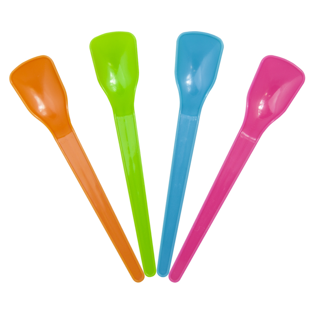 100 Colored Ice Cream Plastic Spoon, For Event and Party Supplies