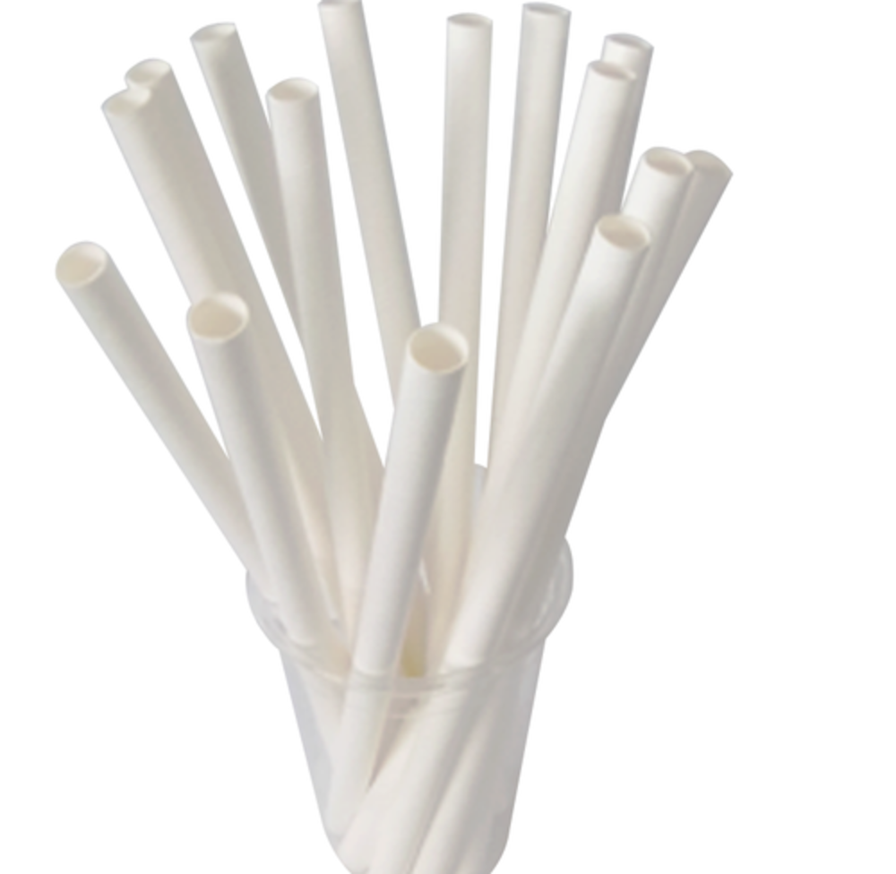 White 10mm Paper Straws, For Event and Party Supplies