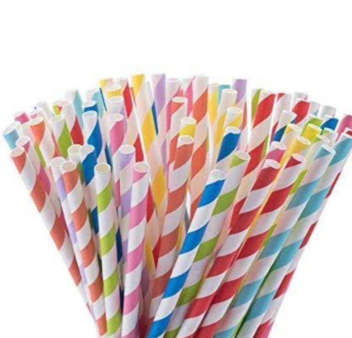 parsvanath Multicolor 6 Mm Plain White Paper Straw, Small, 25