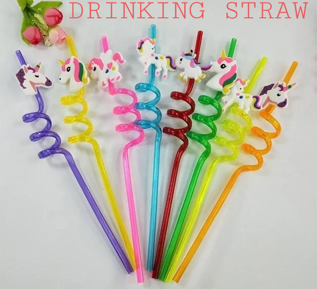 Multicolor Plastic 4 Piece Drinking Straw Set