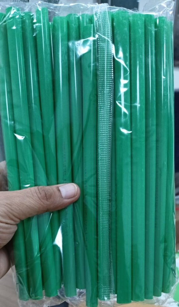 White, Green Plastic Drinking Straw-Compostable Bioplastic