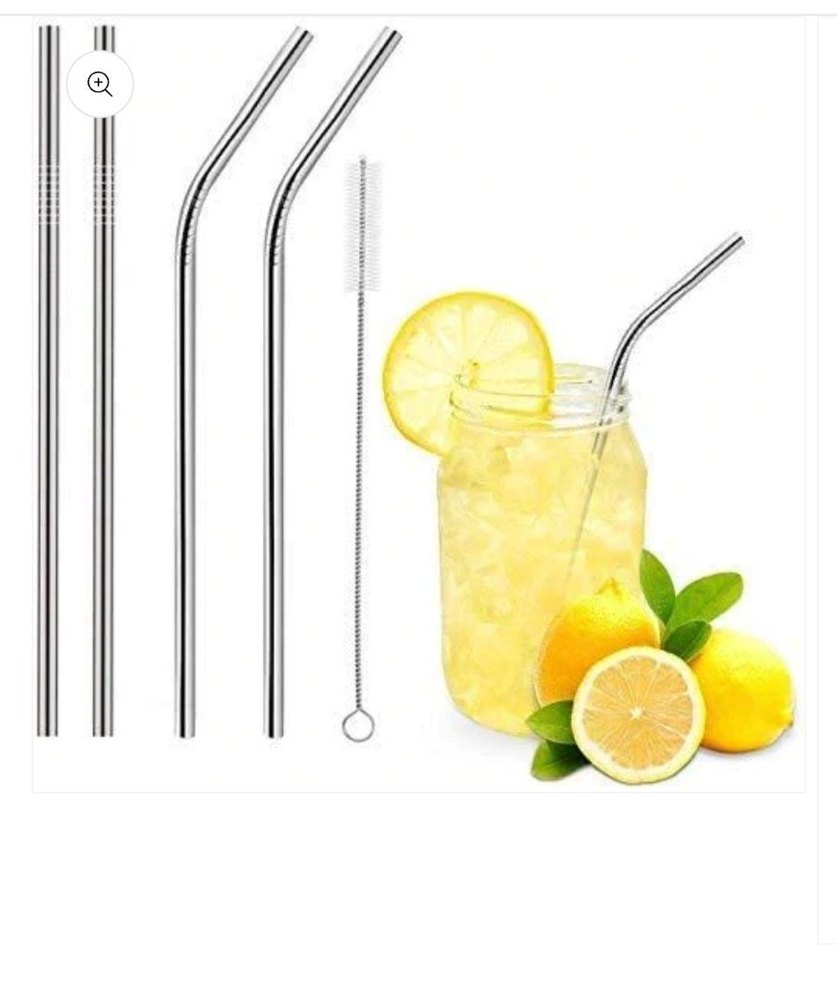 Silver Stainless steel straw