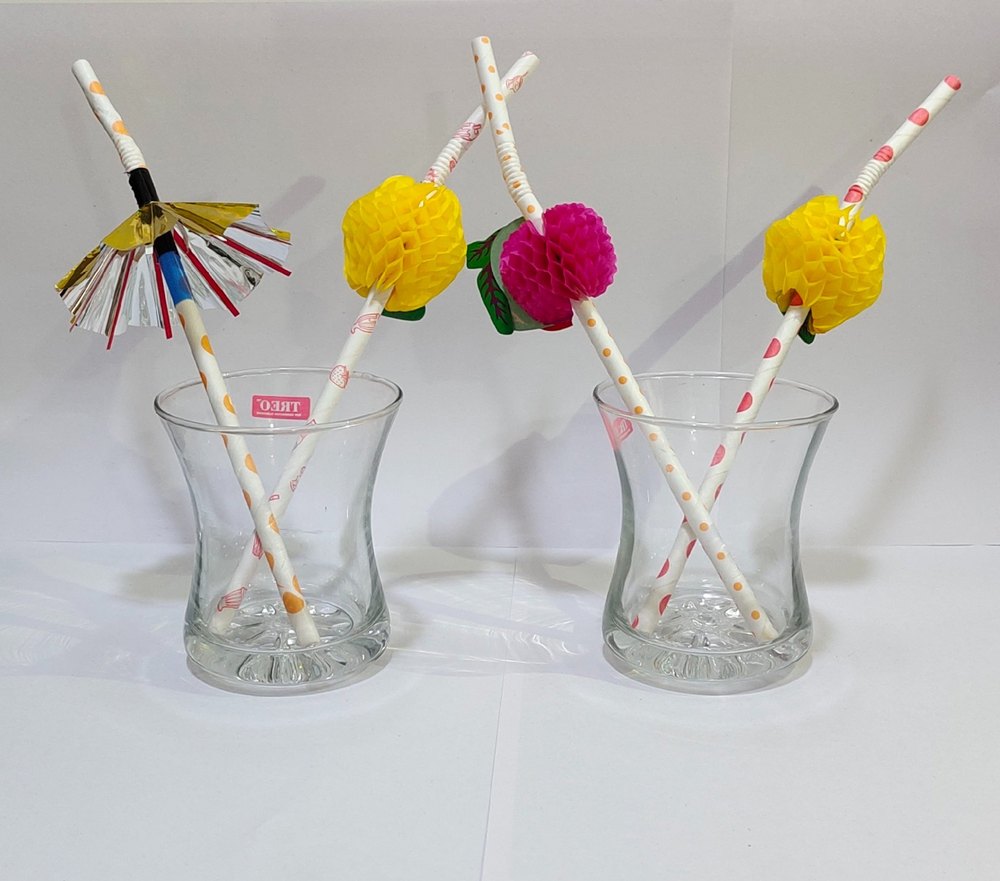 White Paper Straws, 50, Size: 8mm*210mm