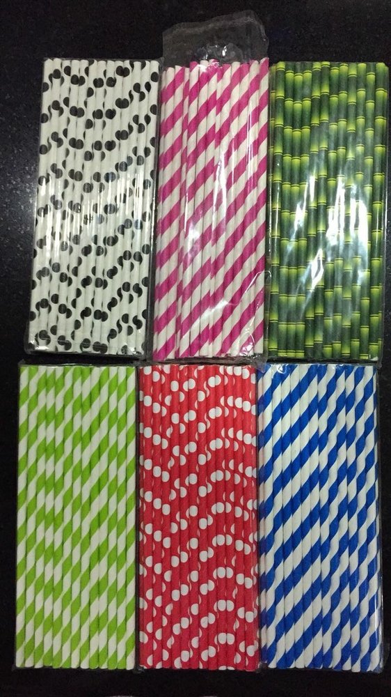 Top quality Multicolor Bhumi\'\'s Printed Colour Paper Straws, For Event and Party Supplies