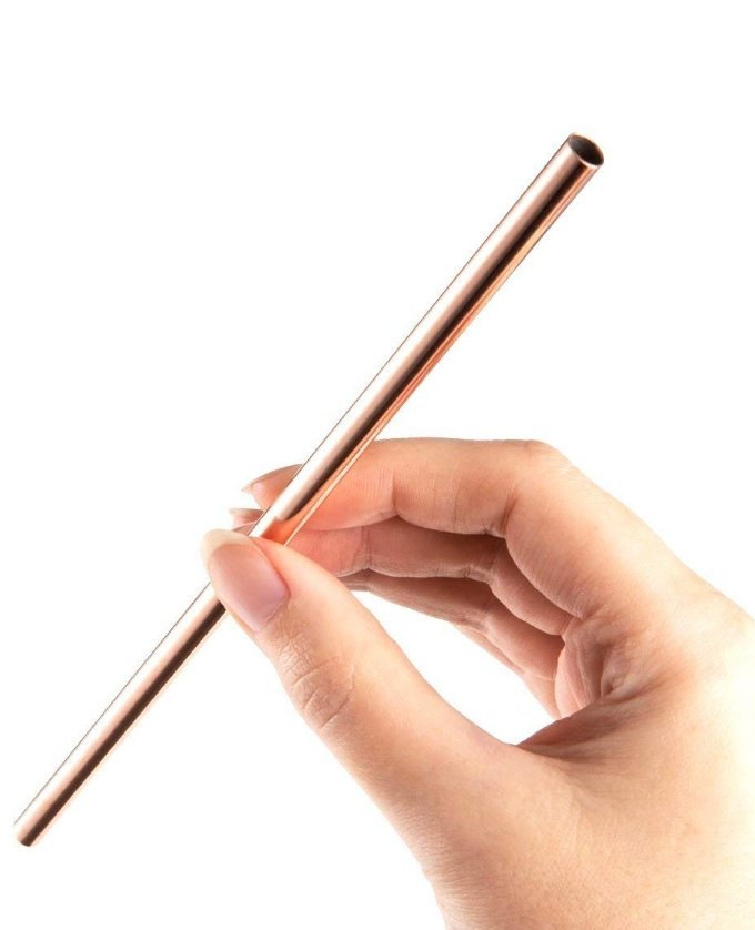Copper Drinking Straws Reusable, Single Poly Pack, Size: 8 Inch
