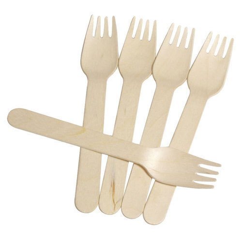 Bamboo Wooden Brown Disposable Wooden Fork, Size: 140/160, for Event and Party Supplies
