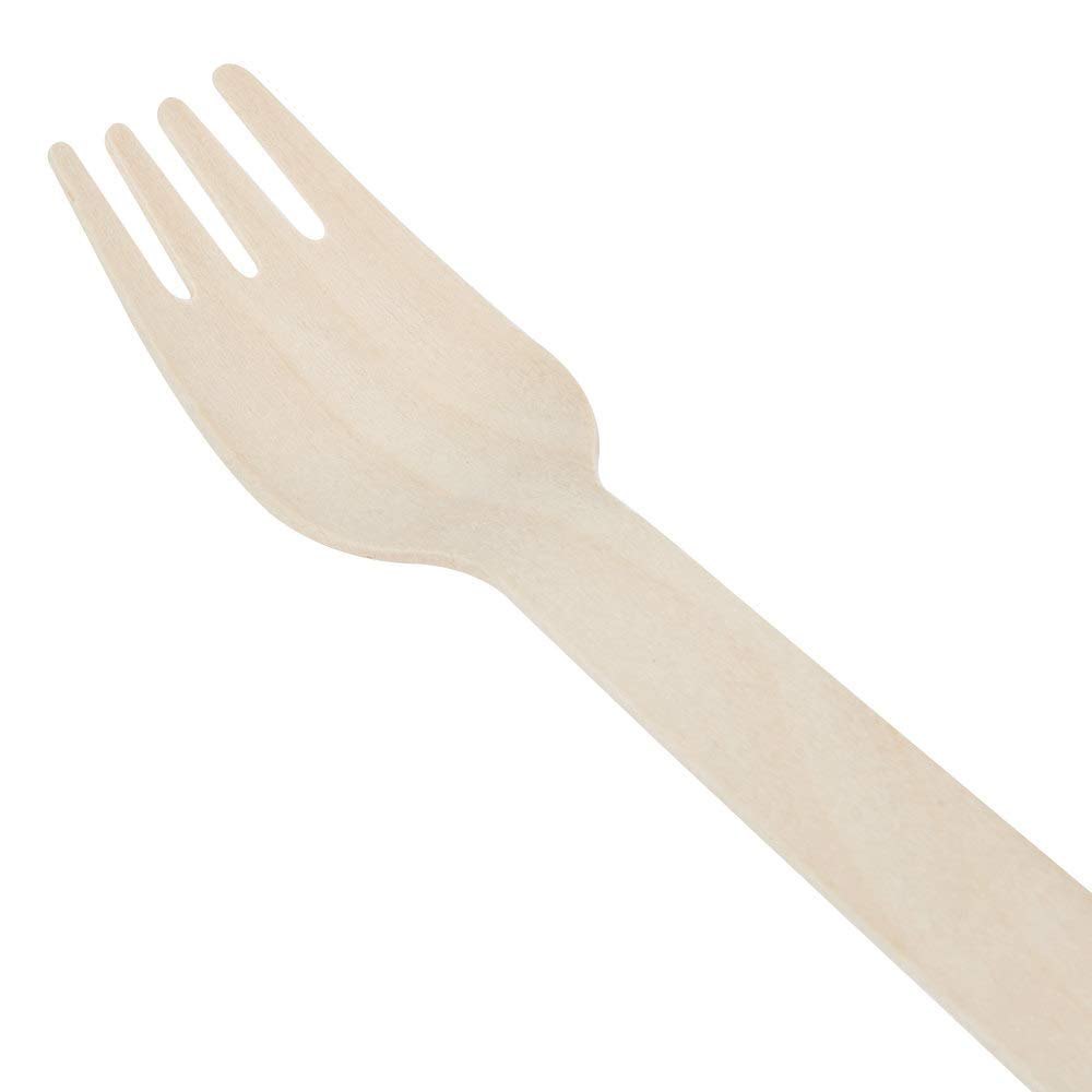 100 wooden brown Disposable Fork, For Event and Party Supplies, Size: 12-14cm