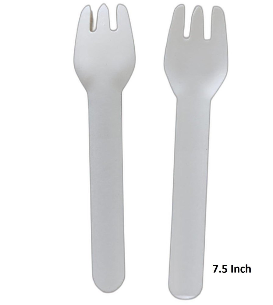 White Ecofriendly Disposable Paper Fork, For Event and Party Supplies, Size: 140 mm