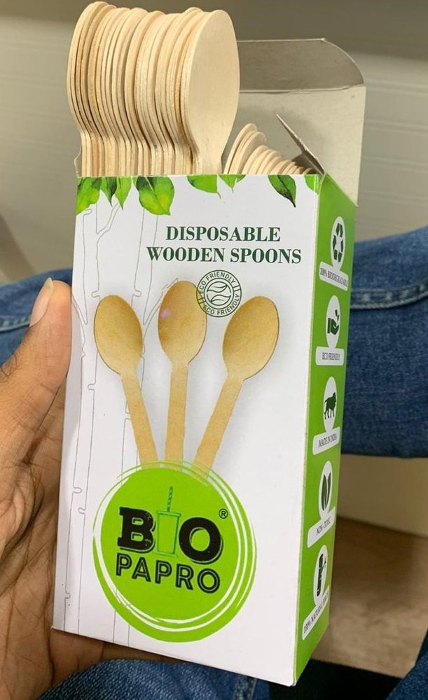 Paper Eco Friendly Disposable Wooden Spoon, For Event and Party Supplies